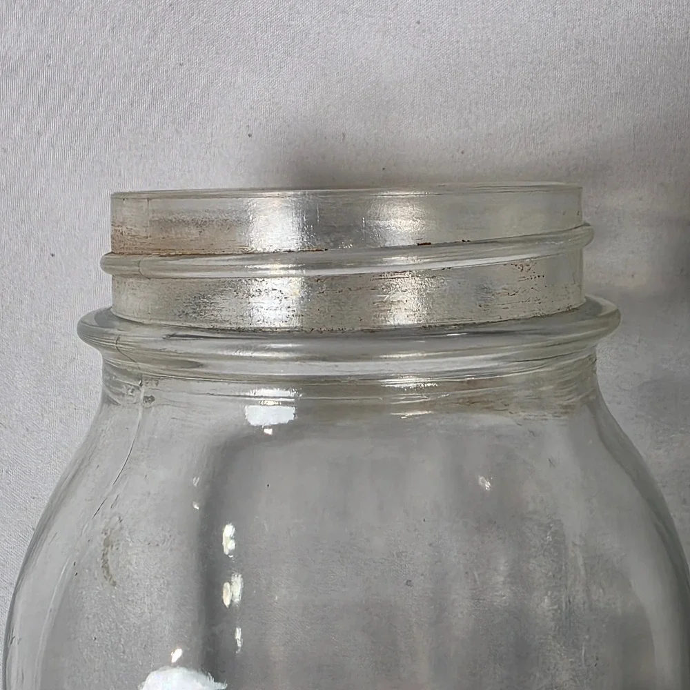 Atlas Hazel Mason Jar Vintage Embossed Glass H Over A Strong Shoulder 1 Qt Mason